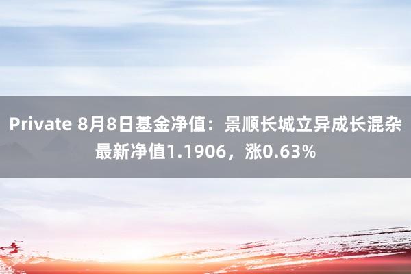 Private 8月8日基金净值：景顺长城立异成长混杂最新净值1.1906，涨0.63%