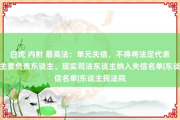 白虎 内射 最高法：单元失信，不得将法定代表东谈主、主要负责东谈主、现实司法东谈主纳入失信名单|东谈主民法院