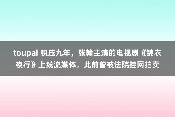 toupai 积压九年，张翰主演的电视剧《锦衣夜行》上线流媒体，此前曾被法院挂网拍卖