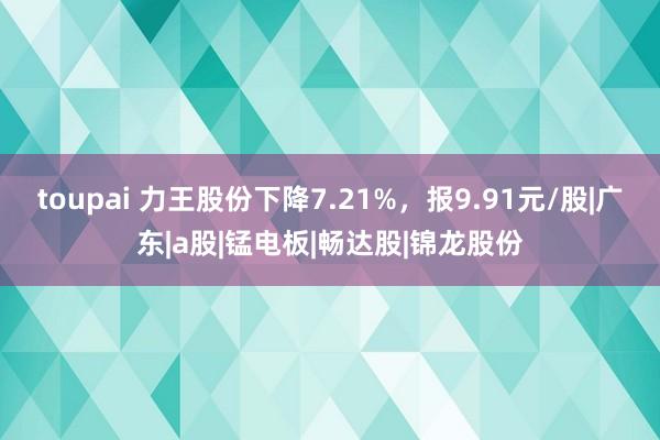 toupai 力王股份下降7.21%，报9.91元/股|广东|a股|锰电板|畅达股|锦龙股份